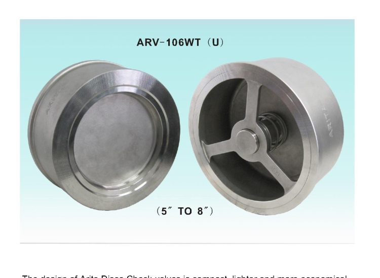 VAN 1 CHIỀU ĐĨA INOX | ARITA | MALAYSIA Từ 5"-8"/ ARITA-SS316-DISCO-CHECK-PN40-DN125-DN200-NEW.